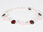 Zilveren armband met rozenkwarts en granaat afbeelding 2