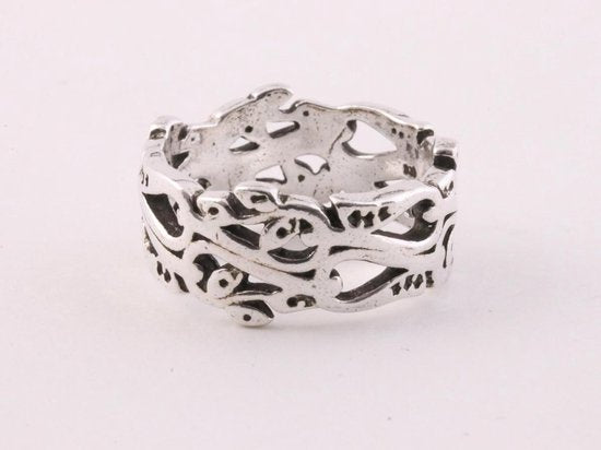 Opengewerkte zilveren ring afbeelding 1