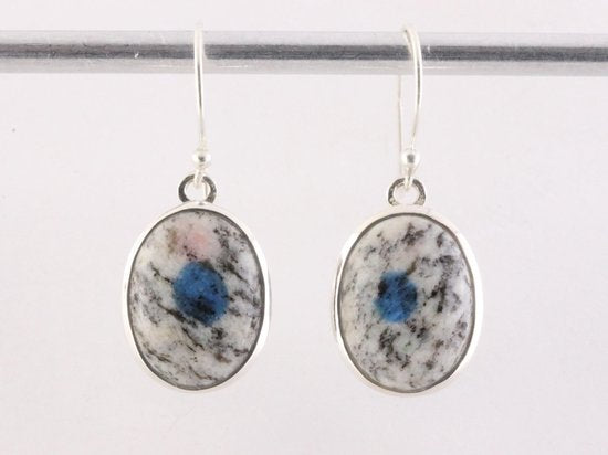 Ovale zilveren oorbellen met K2 jaspis afbeelding 4