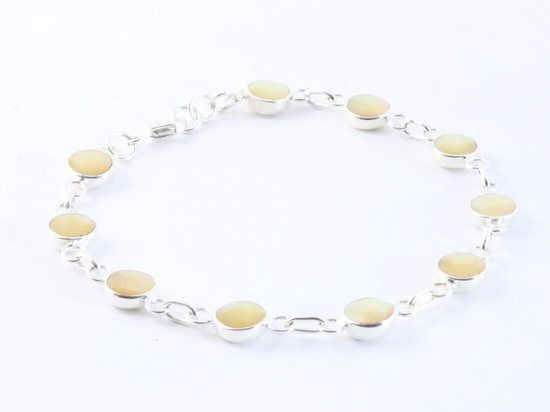 Hoogglans zilveren armband met goudkleurige schelp afbeelding 2