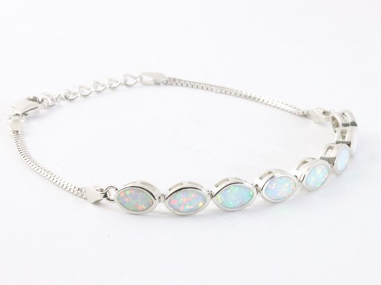 Hoogglans zilveren armband met welo opaal afbeelding 2