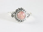 Fijne bewerkte zilveren ring met rhodochrosiet afbeelding 3