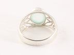 Opengewerkte zilveren ring met aqua chalcedoon afbeelding 3