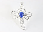 Opengewerkte zilveren libelle hanger met lapis lazuli afbeelding 1