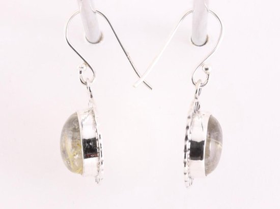 Opengewerkte zilveren oorbellen met gouden rutielkwarts afbeelding 2