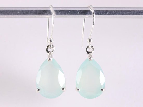 Zilveren oorbellen met aqua chalcedoon afbeelding 4