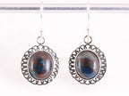 Opengewerkte zilveren oorbellen met azuriet afbeelding 1