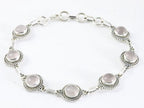 Bewerkte zilveren armband met rozenkwarts afbeelding 1