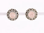 Fijne bewerkte zilveren oorstekers met rozenkwarts afbeelding 1