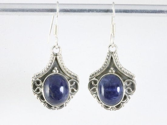 Bewerkte zilveren oorbellen met sodaliet afbeelding 1