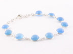 Fijne zilveren schakelarmband met blauwe chalcedoon afbeelding 2