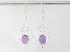 Lange opengewerkte zilveren oorbellen met amethist afbeelding 2