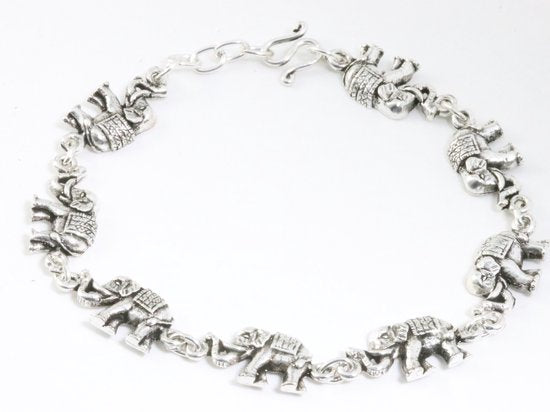 Zilveren armband met olifanten afbeelding 1