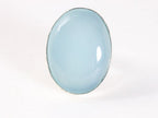 Grote ovale zilveren ring met blauwe chalcedoon afbeelding 4