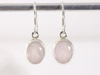Fijne ovale zilveren oorbellen met rozenkwarts afbeelding 4