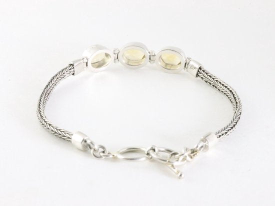 Traditionele zilveren snake armband met citrien afbeelding 3