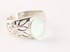 Opengewerkte zilveren ring met aqua chalcedoon afbeelding 1