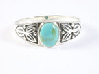 Bewerkte zilveren ring met groene turkoois afbeelding 4