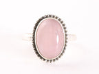 Bewerkte ovale zilveren ring met rozenkwarts afbeelding 4