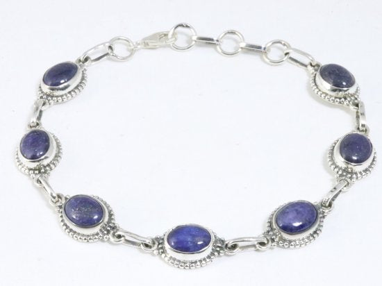 Bewerkte zilveren armband met lapis lazuli afbeelding 1