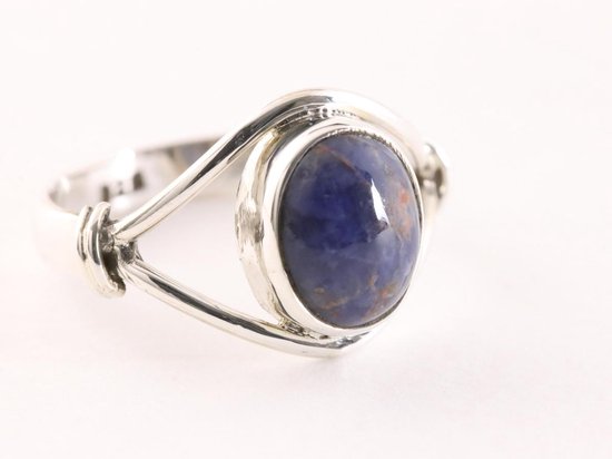 Fijne opengewerkte zilveren ring met sodaliet afbeelding 1