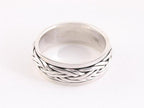 Zware zilveren ring met vlechtmotief afbeelding 2