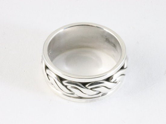 Zware zilveren ring met kabelpatroon afbeelding 2