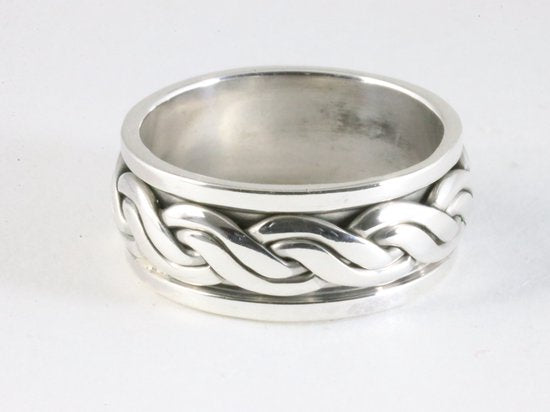 Zware zilveren ring met kabelpatroon afbeelding 1