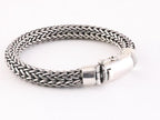 Zware ronde gevlochten zilveren armband met kliksluiting afbeelding 4