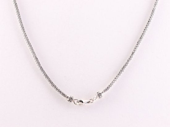 Traditionele bewerkte zilveren vossenstaart ketting met witte zoetwater parels afbeelding 4