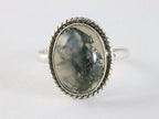 Bewerkte ovale zilveren ring met mosagaat afbeelding 4