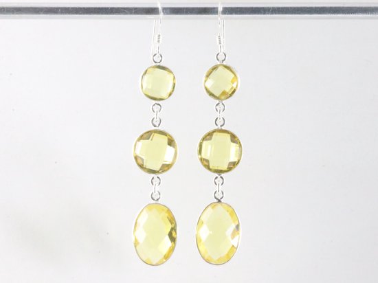 Lange zilveren oorbellen met citrien afbeelding 4