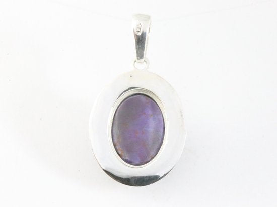 Bewerkte zilveren hanger met paarse koperturkoois afbeelding 3