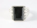 Bewerkte rechthoekige zilveren ring met onyx afbeelding 4