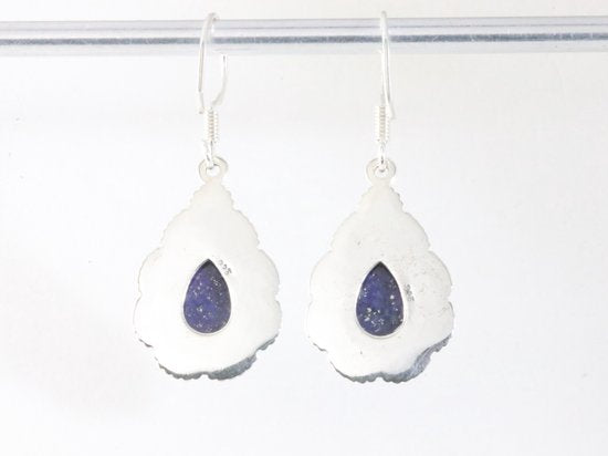 Bewerkte zilveren oorbellen met robijn afbeelding 3