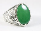 Zware bewerkte zilveren ring met jade afbeelding 1