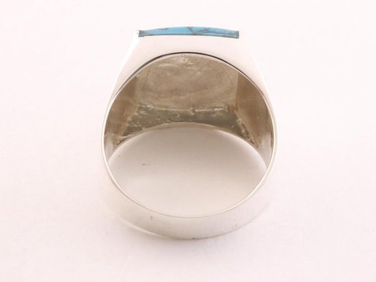 Zilveren zegelring met blauwe turkoois afbeelding 3