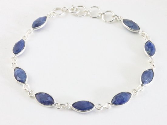 Fijne zilveren armband met blauwe saffier afbeelding 1