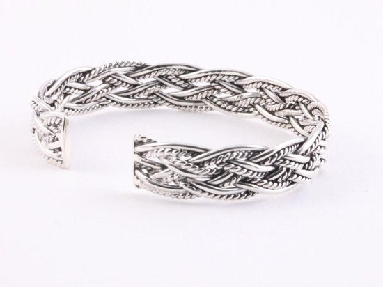 Gevlochten zilveren klemarmband afbeelding 3