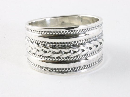 Brede zilveren ring met kabelpatronen - maat 22 afbeelding 4