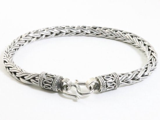 Zware gevlochten zilveren armband afbeelding 3
