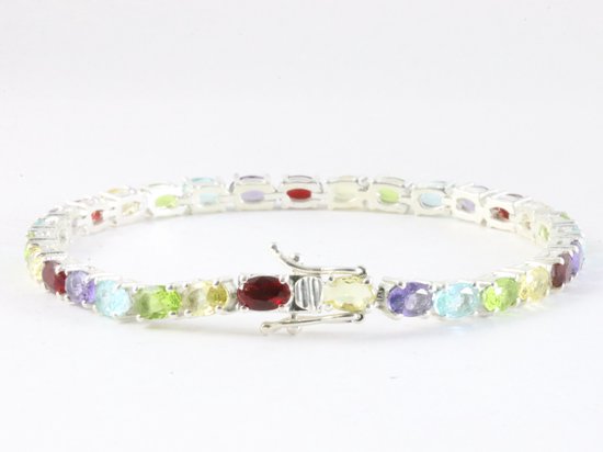 Zilveren tennisarmband met veelkleurige edelstenen afbeelding 3