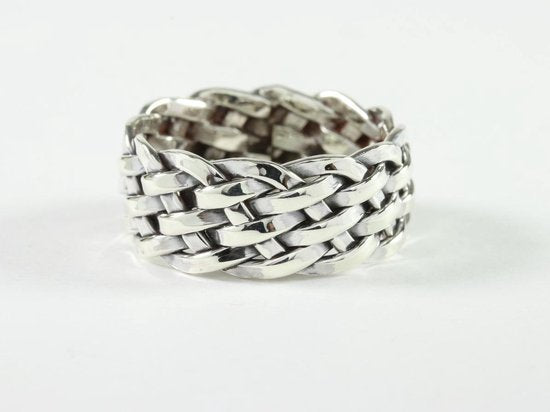 Gevlochten zilveren ring afbeelding 1