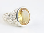 Bewerkte zilveren herenring met citrien afbeelding 1