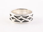Brede zilveren ring met kruiskabelpatroon afbeelding 1
