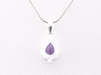 Bewerkte zilveren hanger met amethist aan ketting afbeelding 2