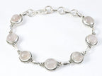 Bewerkte zilveren armband met rozenkwarts afbeelding 1