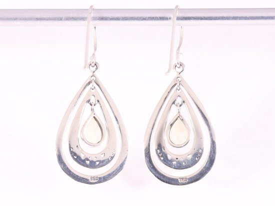 Opengewerkte zilveren oorbellen met citrien afbeelding 3