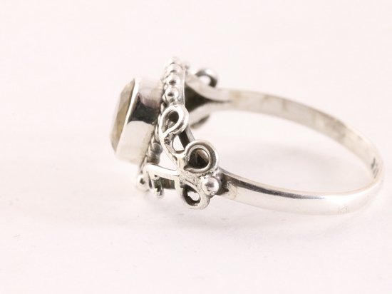 Fijne bewerkte zilveren ring met citrien afbeelding 2