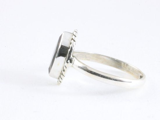 Fijne bewerkte zilveren ring met rookkwarts afbeelding 2